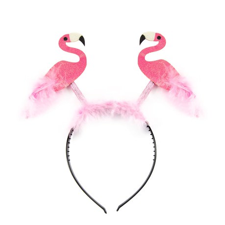 Haarreif mit Flamingos und Federn Haarreifen für Hawaii Party Karneval Fasching Motto Party
