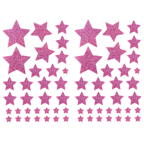 64 Sterne Sticker Stern Aufkleber mit Glitzereffekt für Weihnachten zum Basteln Spielen - rosa