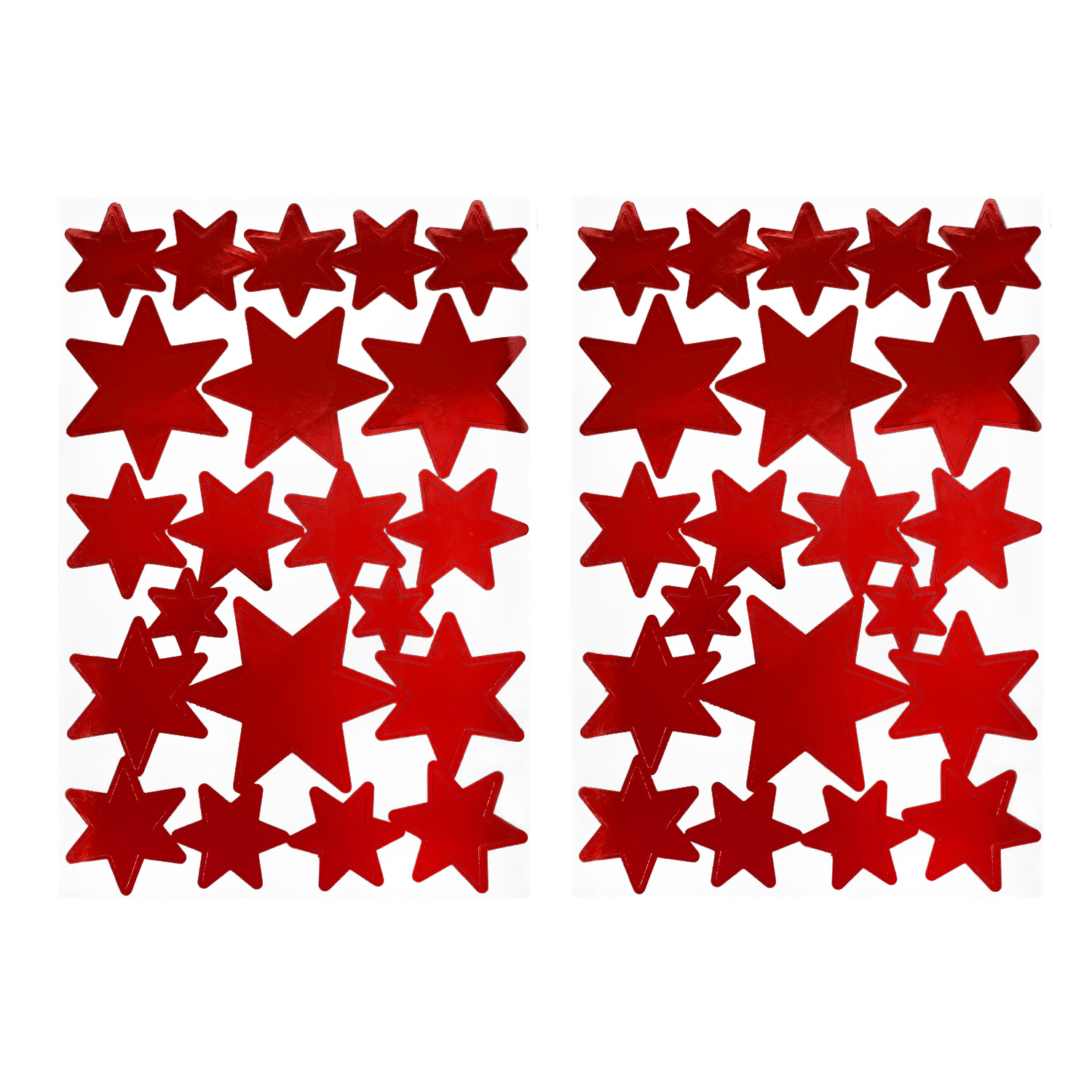 42 Sterne Sticker Stern Aufkleber für Weihnachten Weihnachtsdeko  Geschenkdeko Basteln Glänzend - rot