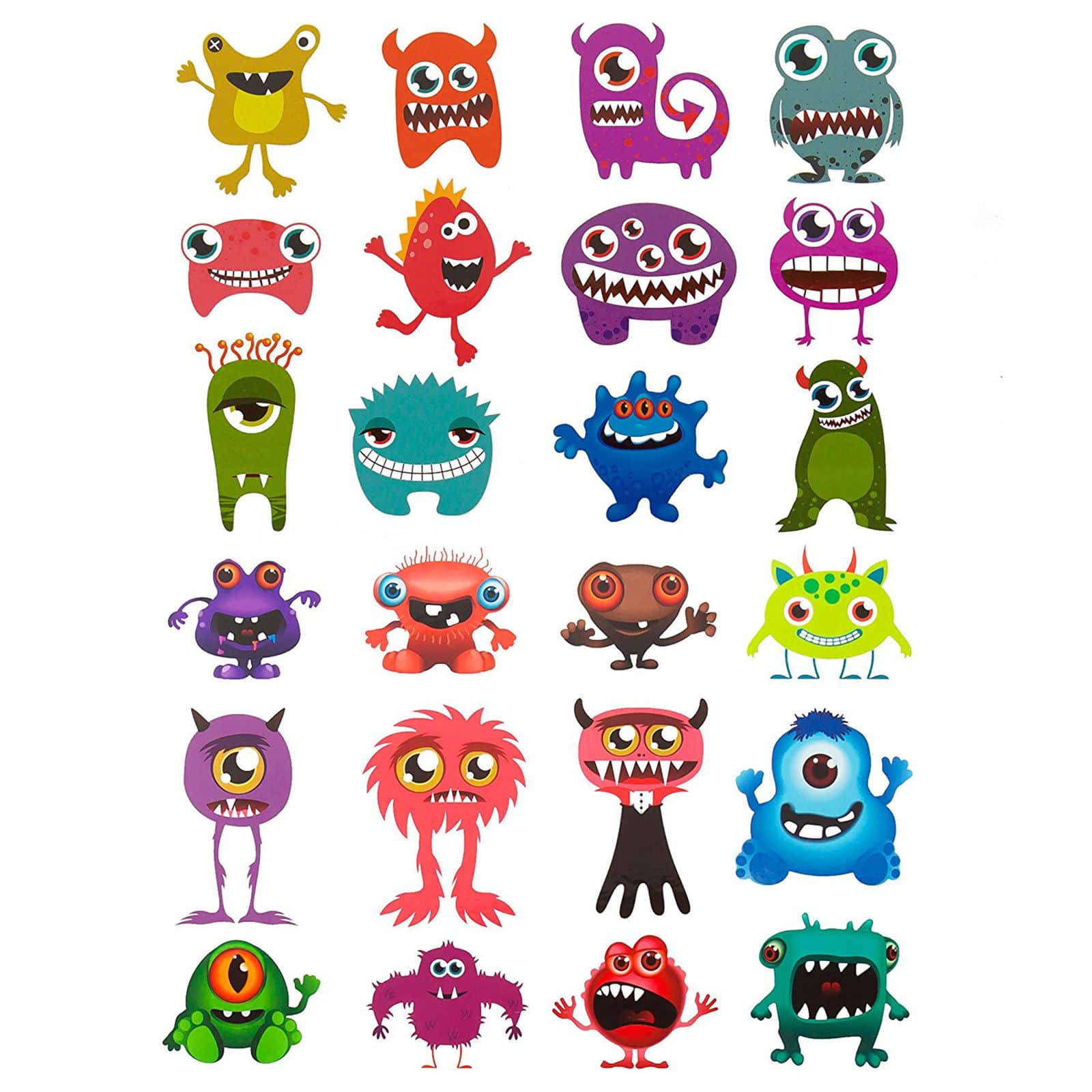 24 Monster Sticker Kinder Geburtstag Aufkleber Deko Spielspass