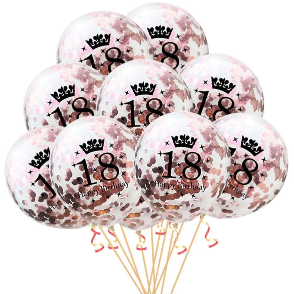 18. Geburtstag Jubiläum Party Deko Set - Happy 18 Girlande + Luftballons +  Konfetti Zahl 18