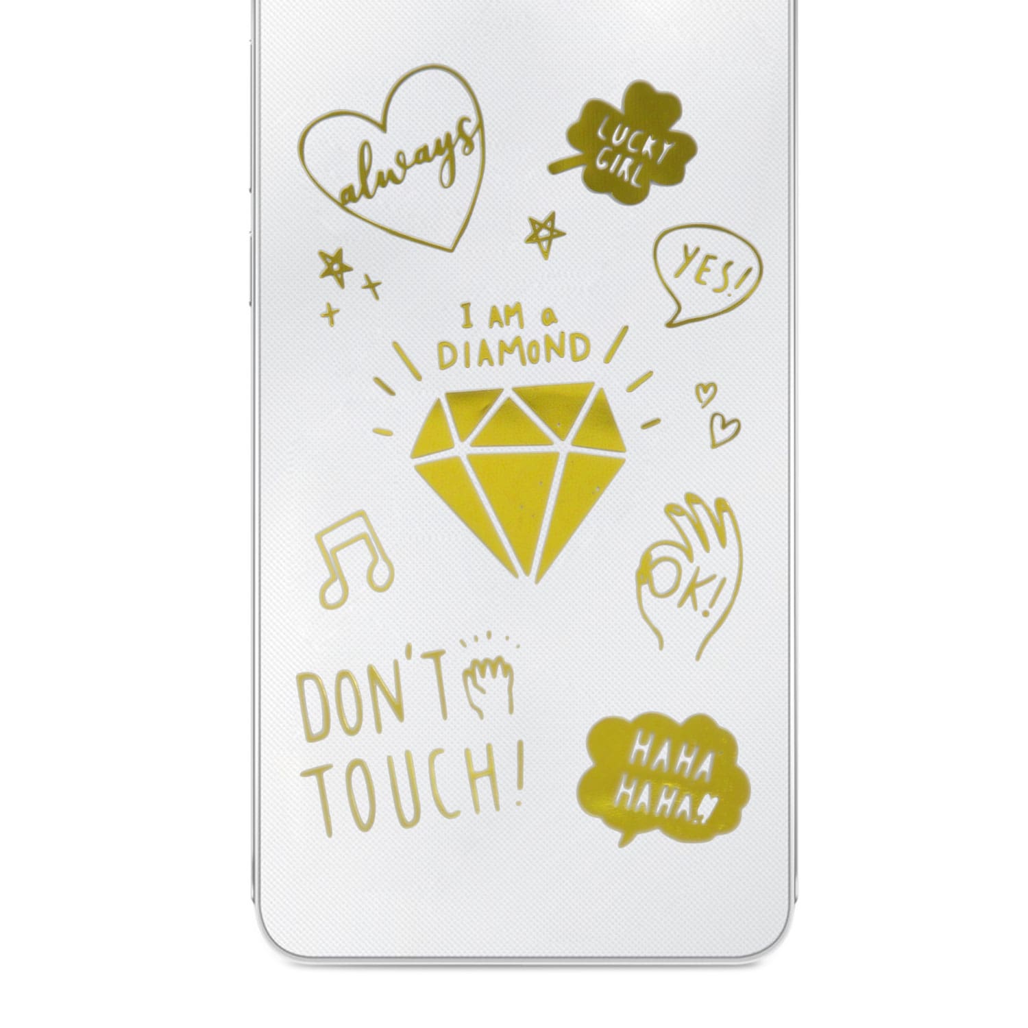 Handy Sticker Smartphone Hülle Aufkleber Diamant Kleeblatt Herzen Don`t  Touch uvm.