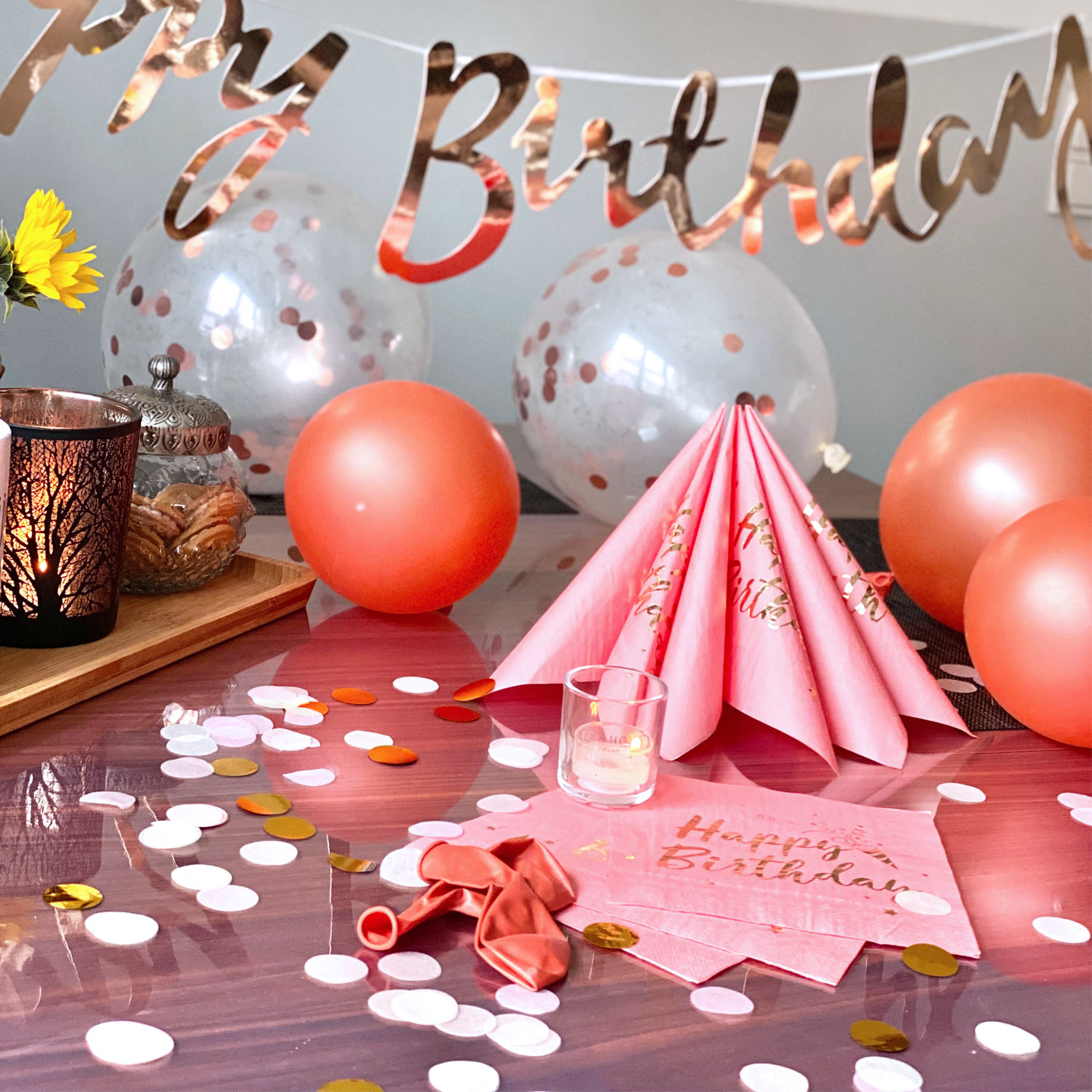 Happy Birthday Geburtstag Deko  28tlg Girlande Luftballons Konfetti Servietten