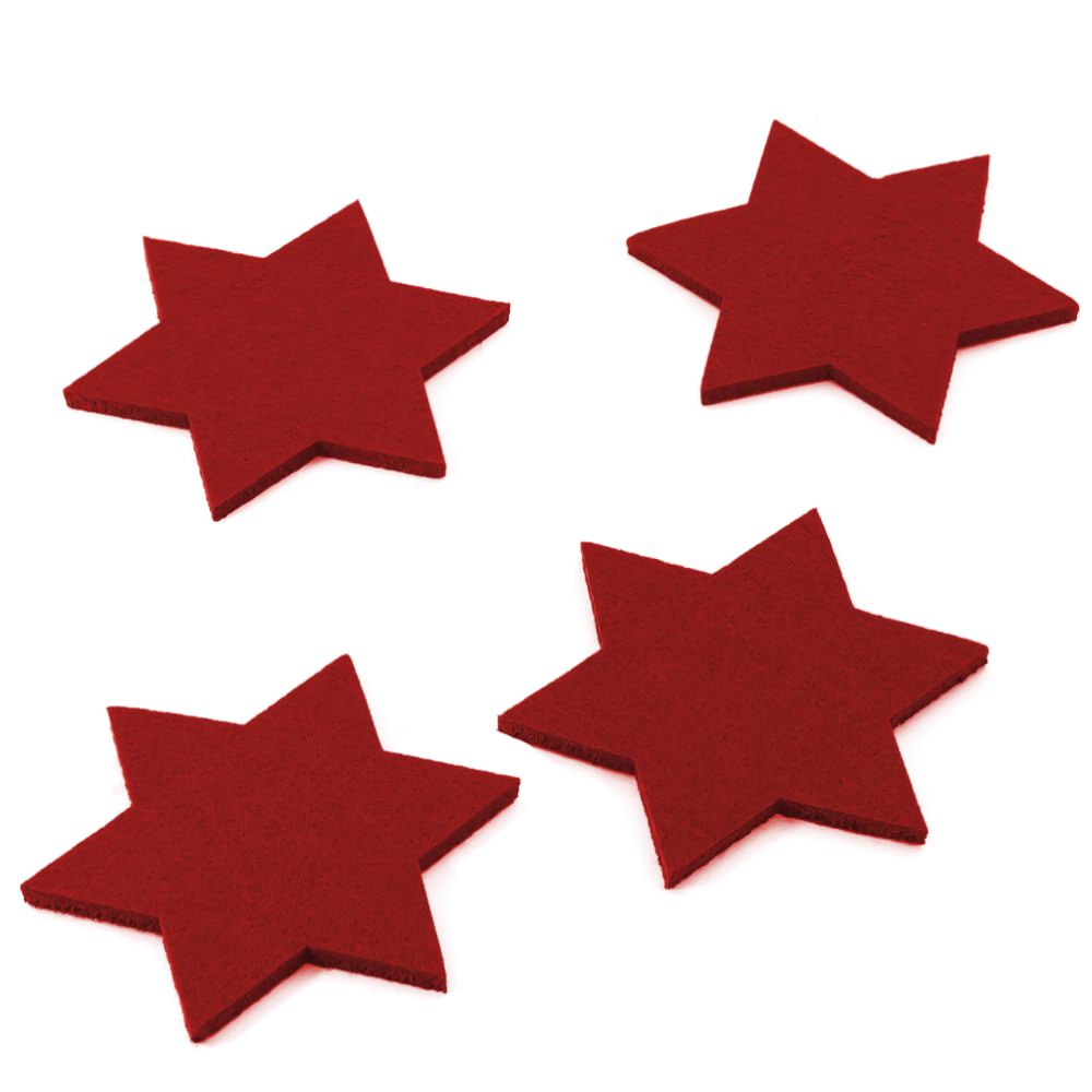 4 Filz Glasuntersetzer Sterne Untersetzer rot Adventsdeko- Weihnachtsdeko