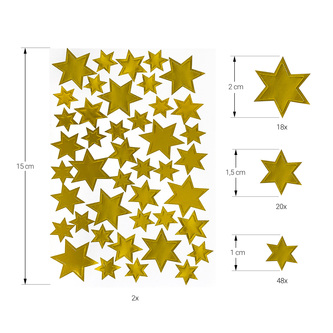 86 Sterne Sticker Stern Aufkleber für Weihnachten Weihnachtsdeko Geschenkdeko Basteln Glänzend - gold