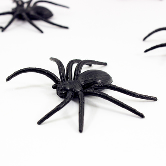 6x Spinnen groß Halloween Fasching Karneval Tisch Deko - schwarz