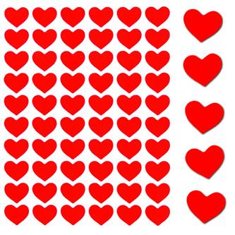 600 Herz Sticker Aufkleber Glänzend Selbstklebend Scrapbooking - rot
