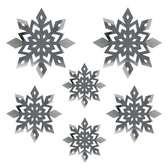 3D Schneeflocken 6er Set Eiskristalle Deckenhänger Deko für Weihnachten Winter Weihnachtsdeko - silber