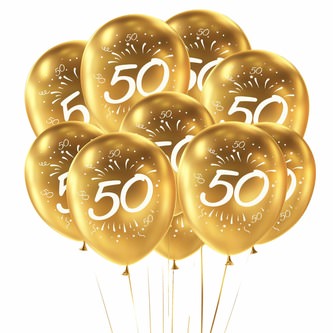 50. Geburtstag Goldene Hochzeit Deko Set - Happy 50 Girlande + Luftballons Zahl 50 + Konfetti