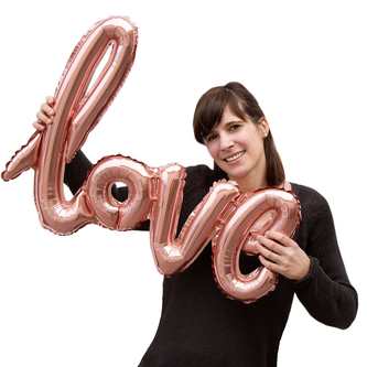 Folien Luftballon Love Schriftzug Folienballon für Hochzeit JGA Hochzeitstag - rosé gold