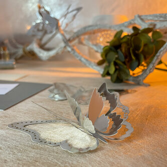 3D Schmetterlinge 12er Set aus Metall glänzend für die Wand zum Kleben Wandtattoo Wanddeko - silber