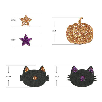 20x Holz Konfetti mit Glitzer Katze Kürbis Sterne Tischdeko Streuartikel Streudeko für Halloween Kindergeburtstag