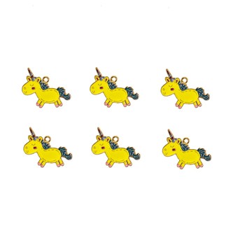 6 x Schlüsselanhänger Einhorn Anhänger Kindergeburtstag Mitgebsel gelb