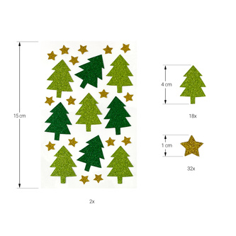 50 Weihnachtsbaum Sticker Glitzer Sterne Tannenbaum Aufkleber für Weihnachten Geschenk Deko