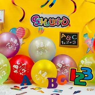 ABC 123 Konfetti Set 15 Stk mit Luftballons Tafel uvm. Schuleinführung Einschulung Streu Deko bunt