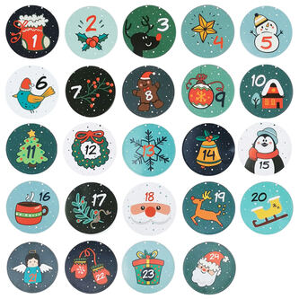 DIY Adventskalender Set - 24 Tüten + 24 Zahlen Sticker Aufkleber + 24 weiße Klammer für Advent Weihnachten