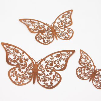 3D Schmetterlinge 12er Set glänzend für die Wand zum Kleben Wandtattoo Wanddeko - roségold