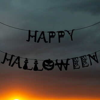 Happy Halloween Girlande schwarz Horror Hänge Dekoration Banner für Halloween Grusel Motto Party