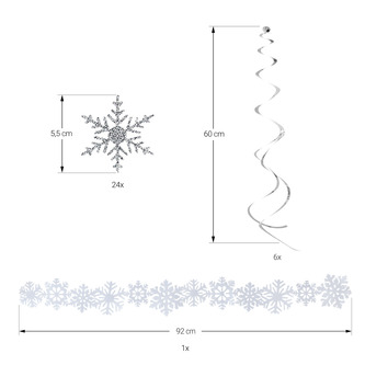 Weihnachtsdeko Set - Schneeflocken Sticker + Girlande + Deckenhänger Spiral Girlanden Weihnachten Deko