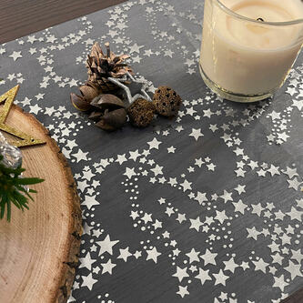 Tischläufer Sterne Tischband silber metallisch Stern Läufer Tischdeko für Weihnachten Silvester Deko