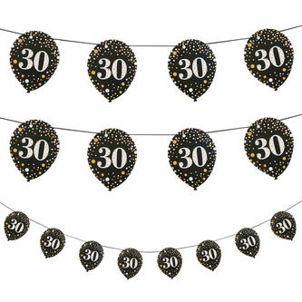 30. Geburtstag Party Deko Set - Girlande Ballons Zahl 30 + Spiral Deckenhänger + Konfetti Zahl 30