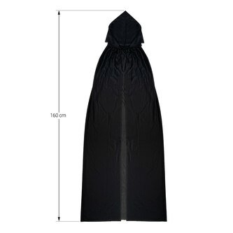 Umhang schwarz Cape für Hexe Zauberer Kostüm Accessoire für Halloween Karneval Fasching Motto Party