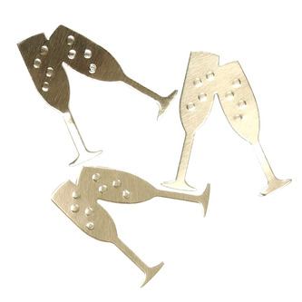 Champagner Glas Konfetti Sekt Glas Streu Deko für Silvester Geburtstag Feier Party Tisch Deko - gold