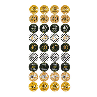 40. Geburtstag Sticker Jubiläum Deko Aufkleber 108 Stk. Geschenk Dekoration Party Geburtstagsdeko