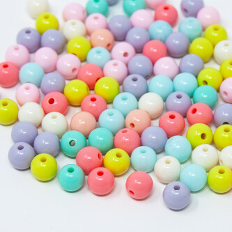 100 Perlen zum Auffädeln Basteln für DIY Schmuck Armbänder Ketten Haarschmuck Deko Mädchen Kinder rund