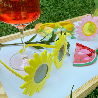 Blumen Brille Partybrille Spaßbrille Sonnenbrille für Geburtstag Party Fasching Karneval Accessoire - gelb