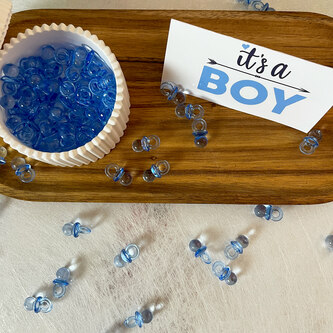 100 Mini Schnuller blau Tischdekoration Streudeko Taufe Geburt Dekoration Baby Shower