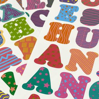 ABC Alphabet Buchstaben Sticker Set 51 Aufkleber für Schuleinführung Einschulung zum Basteln - bunt