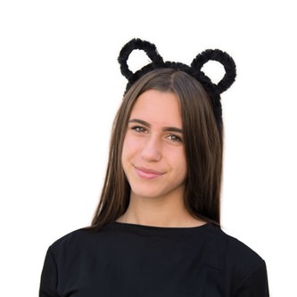 Haarreifen Süße Plüsch Ohren Teddy Bär Haarreif für Fasching Karneval Motto Party Kostüm - schwarz