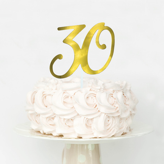 Torten Topper Kuchen Muffin Aufsatz Zahl 30 für 30. Geburtstag Jubliäum Deko Cupcake Dekoration - gold