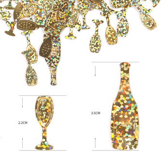 Champagner Flasche Glas Konfetti Gold Sekt Glas Streu Deko für Silvester Geburtstag Tisch Deko - gold