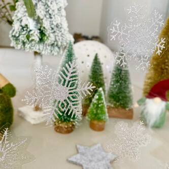 24 Schneeflocken Schnee Sticker Fenster Aufkleber Winter Deko Weihnachtsdeko selbstklebend - silber