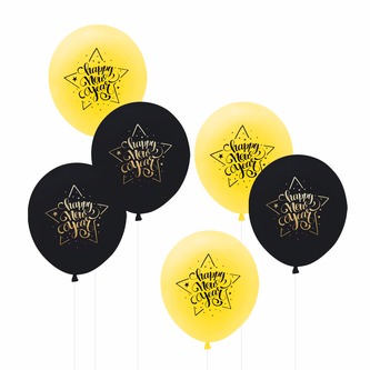 Luftballon Set Happy New Year Silvester Neujahr Party 10 Stk. gold schwarz