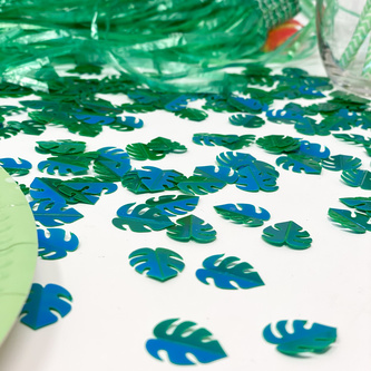 Konfetti Monstera Blätter 180 Stk. Tisch Deko Streudeko Geburtstag Sommer Hawaii Party grün blau