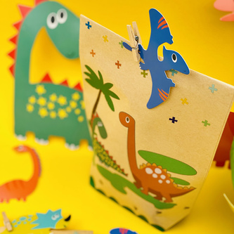 Dino Deko Set Kinder Geburtstag Jungs Kinderzimmer - Dinosaurier Girlande + Geschenktüten + Konfetti