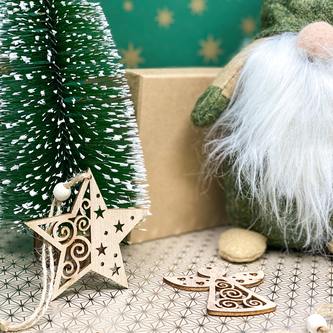 6 Holz Weihnachtsbaum Christbaum Anhänger Christbaumschmuck Holzdeko Herz Engel Stern Tannenbaum uvm