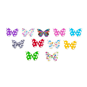 50x Holz Knöpfe Schmetterlinge Kinderknöpfe Buttons Nähen Kleidung Basteln Spielen Deko