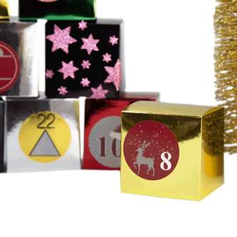 8 Pappschachteln für DIY Adventskalender Advent Kisten Boxen - gold