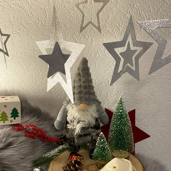 Deckenhänger Girlande Sterne für Weihnachten Advent und WinterStern Dekoration Weihnachtsdeko - silber