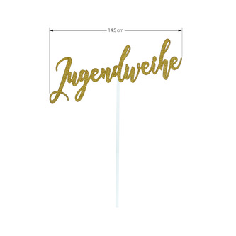 Jugendweihe Torten Topper Glitzernd gold für Jugendweihe Party Dekoration Jugendweihedeko Kuchendeckel