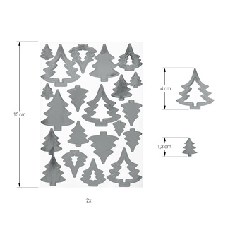 42 Tannenbaum Sticker Weihnachtsbaum Aufkleber Glänzend für Weihnachten Weihnachtsdeko Basteln - silber