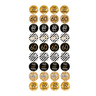 60. Geburtstag Sticker Jubiläum Deko Aufkleber 108 Stk. Geschenk Dekoration Party Geburtstagsdeko