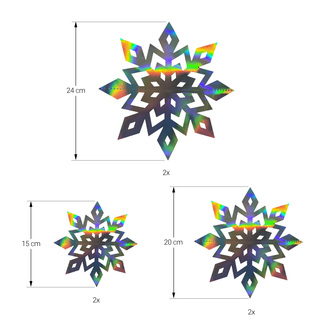 3D Schneeflocken 6er Set Eiskristalle Deckenhänger Deko für Weihnachten Winter Weihnachtsdeko - irisierend