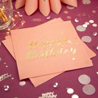 20 Happy Birthday Servietten Tischdeko für Geburtstag Party Kindergeburtstag rosa gold