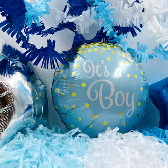 Folien Luftballon It's a Boy! Folienballon für Baby Shower Party Deko Geburt Junge rund - blau