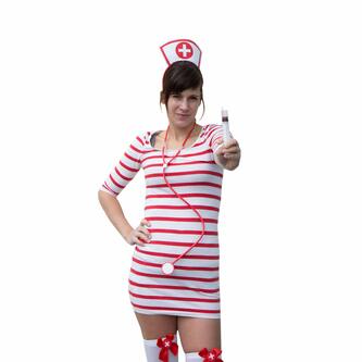 Haarreifen Set Krankenschwester + Spritze im Kopf Haarreif für Fasching Karneval Motto Party Kostüm Accessoires